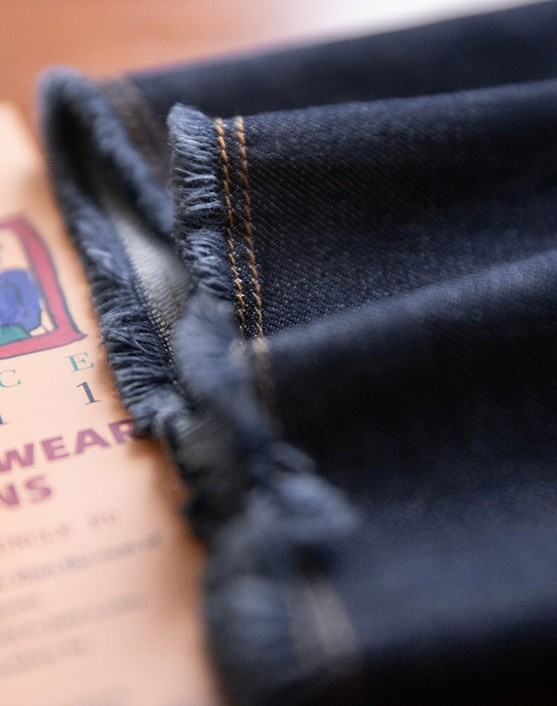 American Casual Denim Washed Raw Edge Straight Men's Jeans - Harmony Gallery