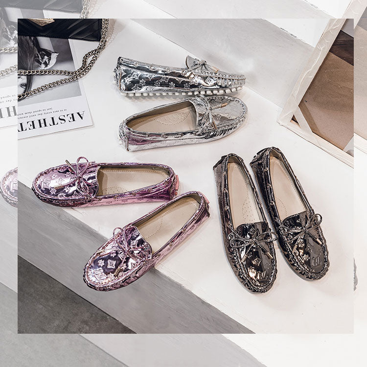 Patent Leather Round Head Bright Comfy Women's Loafer - Harmony Gallery