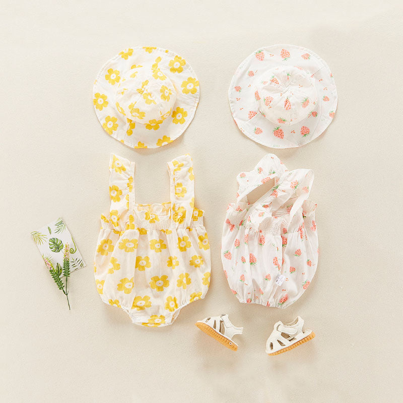 Summer Floral Thin Bodysuit Baby Girl's Romper - Harmony Gallery