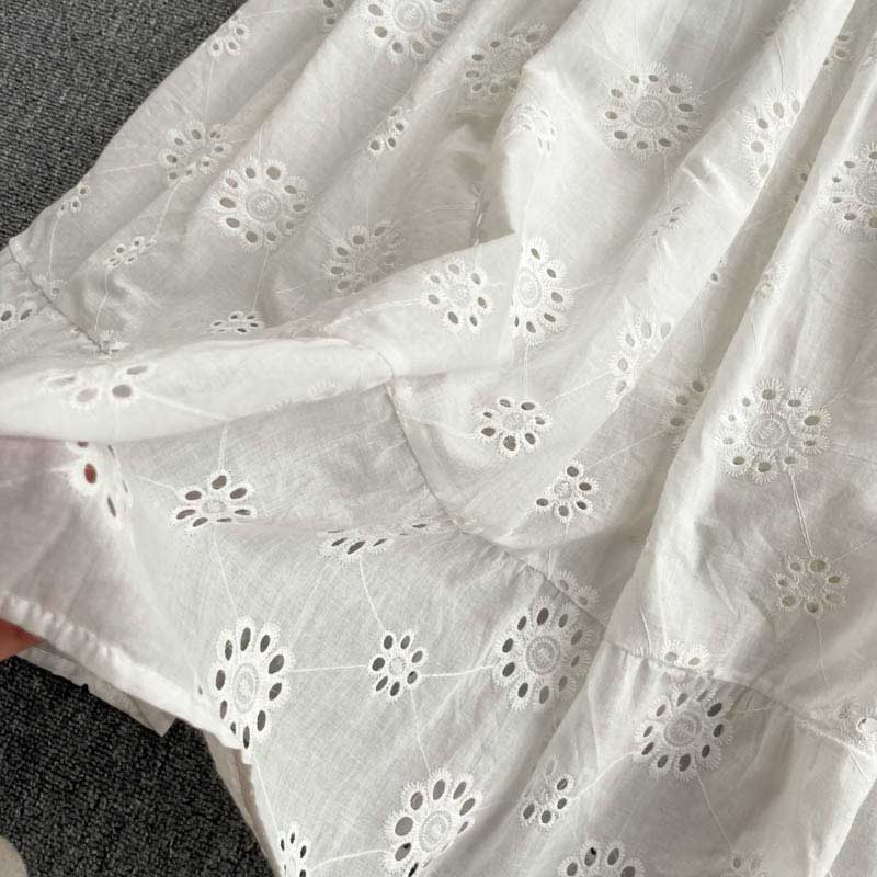 Bohemian Holiday Square Neck Hollow Ruffle Women's Dress - Harmony Gallery