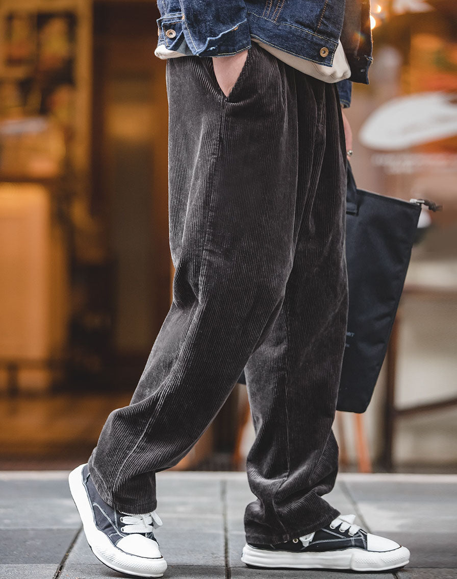 Retro Loose Corduroy Wide-Leg Straight Men's Trousers Harmony