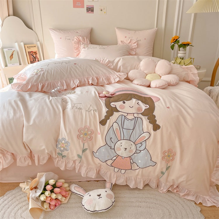 Girl's Heart Cute Lola Girl Cotton Four-Piece Bed Set - Harmony Gallery
