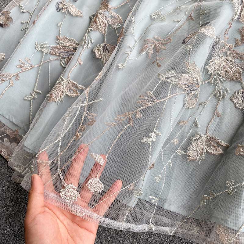 Embroidery Summer Mesh Elegant High End Women's Dress - Harmony Gallery