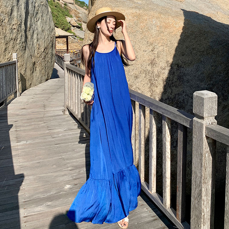 French Backless Suspenders Goddess Loose And Thin Women's Dress - Harmony Gallery