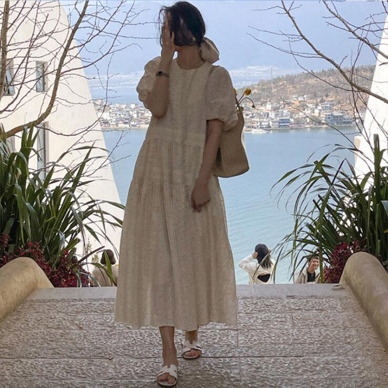 French Lace Puff High Cold Gentle Wind Women's Dress - Harmony Gallery