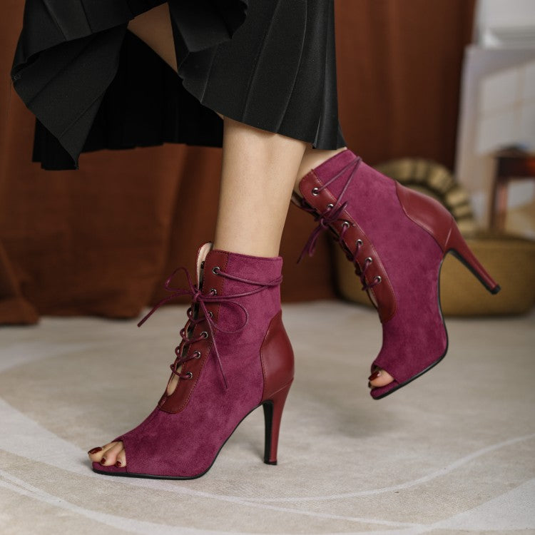 Lace-Up Hollow High Heel Open Toe Women's Dance Shoes - Harmony Gallery