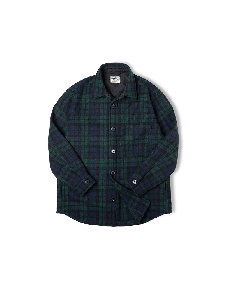 Retro Blue-Green Woolen Loose Thick Plaid Men's Shirt - Harmony Gallery
