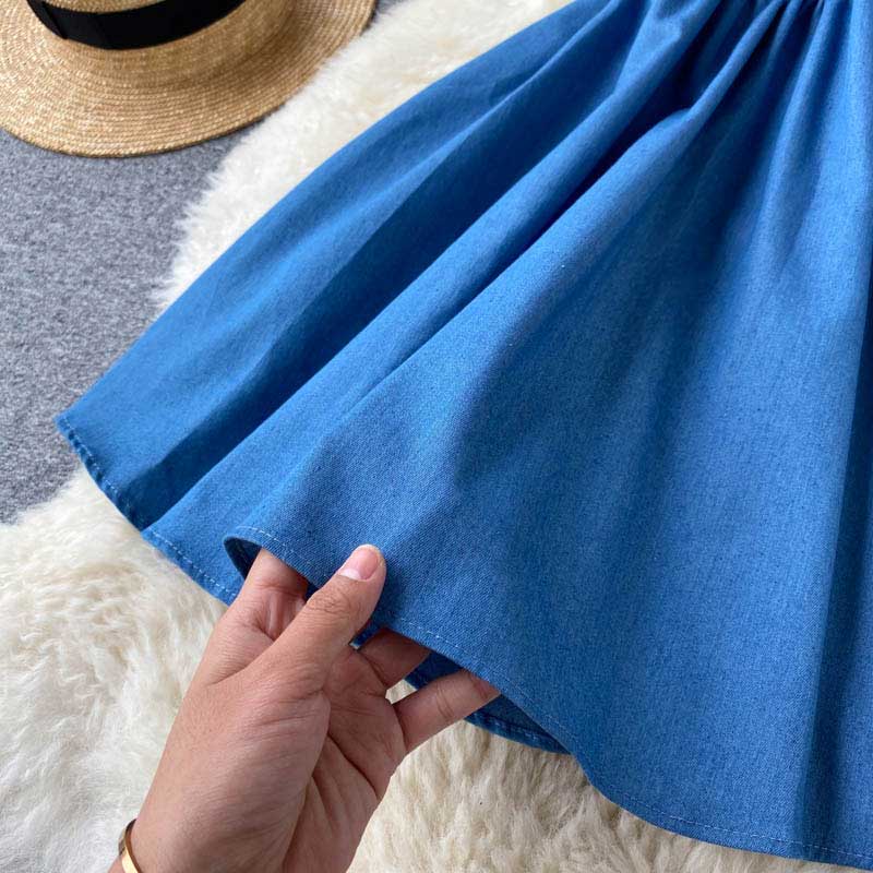 Summer Hollow Halter Strap Denim Women's Dress - Harmony Gallery