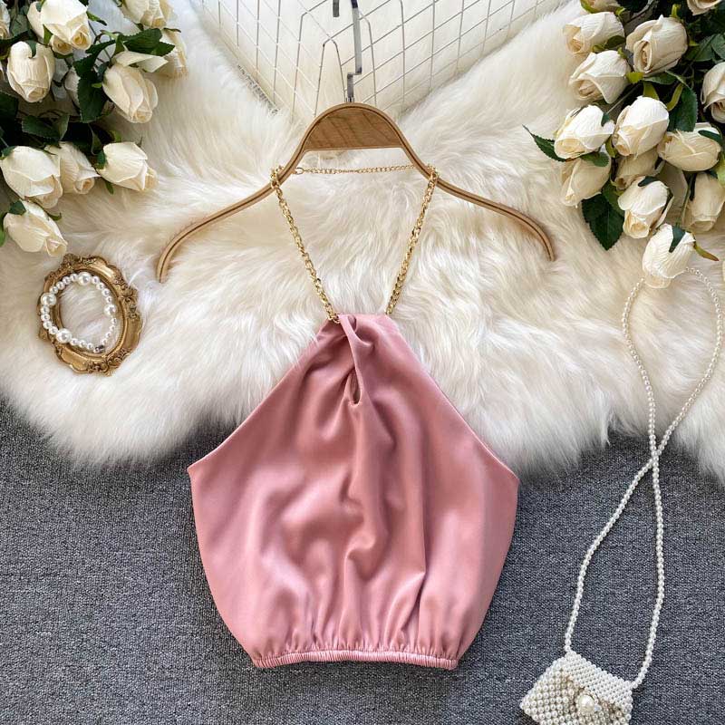 Celebrity Summer Chain Halter Camisole Women's Top - Harmony Gallery