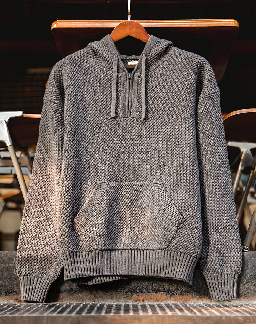 American Casual Half Zipper Pineapple Hooded Pullover Men's Sweater - Harmony Gallery