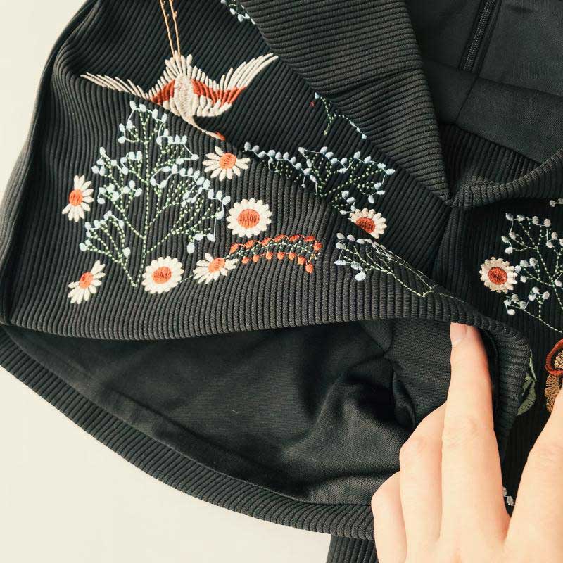 Fashion Embroidered Flower Suspender Two Piece Suit - Harmony Gallery