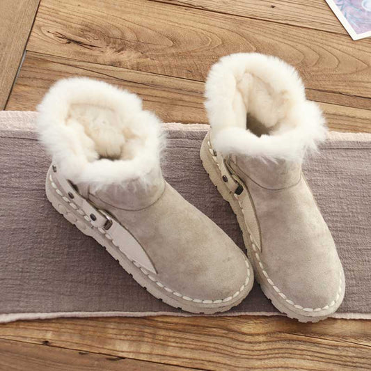 Rabbit Fur Winter Rivet Comfortable Women's Boots - Harmony Gallery