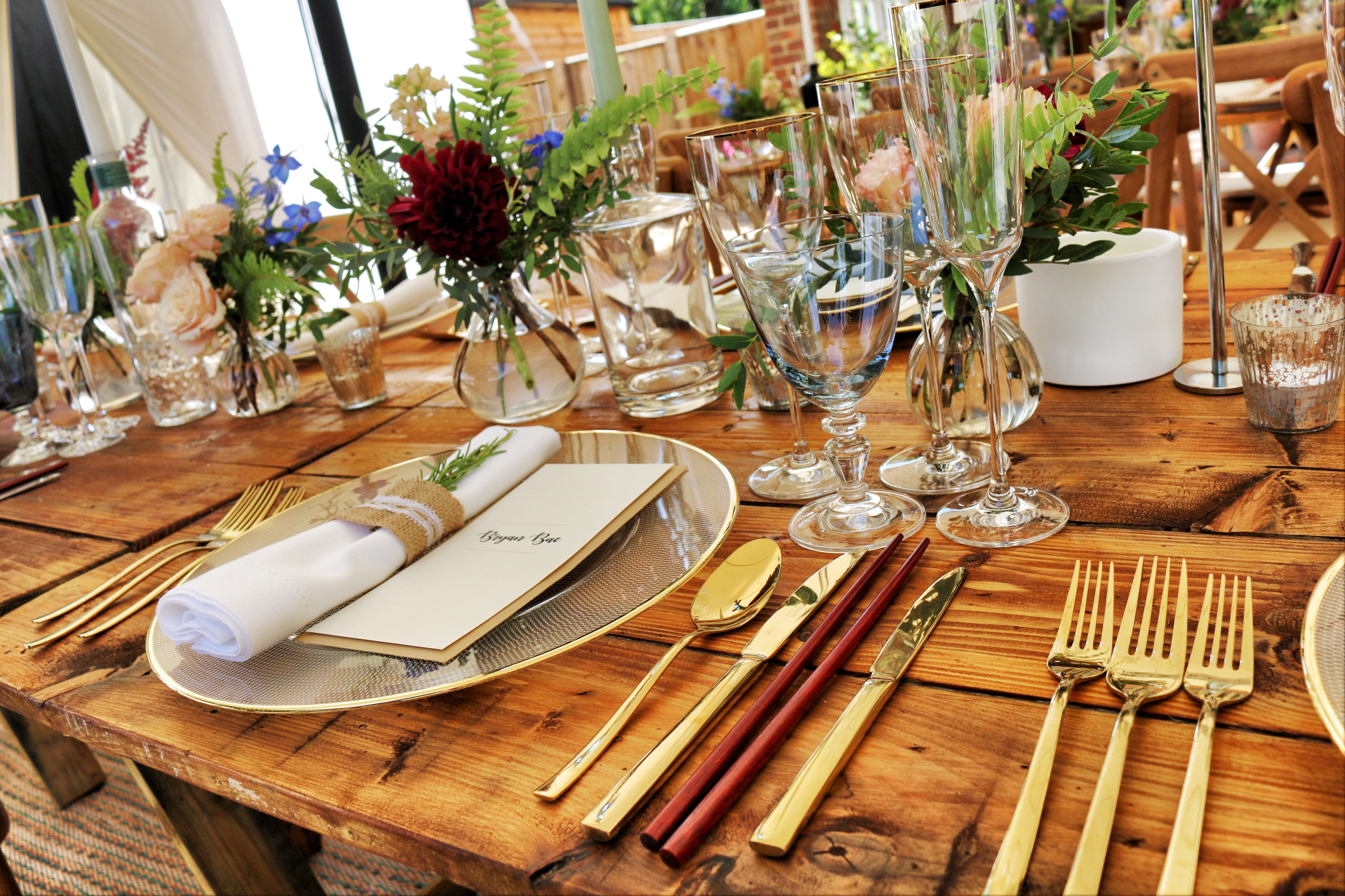 Cutlery arrangement shop on dining table