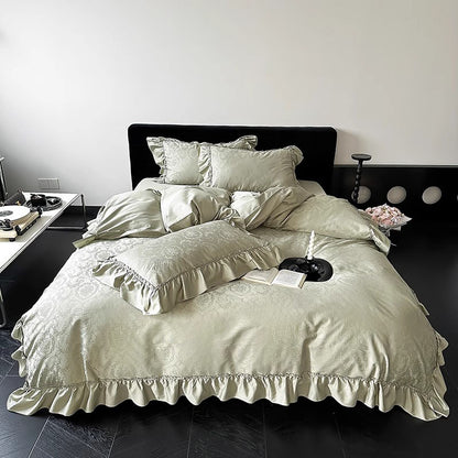 French Princess High-End Pure Cotton Ruffle Four-Piece Bed Set