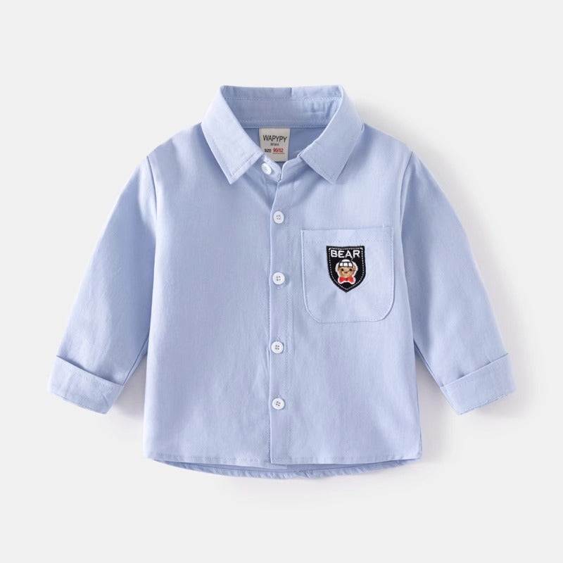 Casual Long-Sleeved Spring and Autumn Embroidery Baby Boy's Shirt