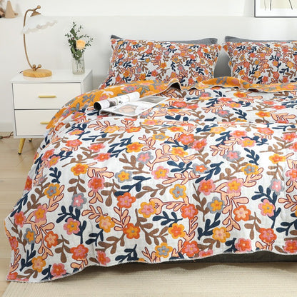 Five-Layer Cool Cotton Summer Floral Coverlet - Harmony Gallery
