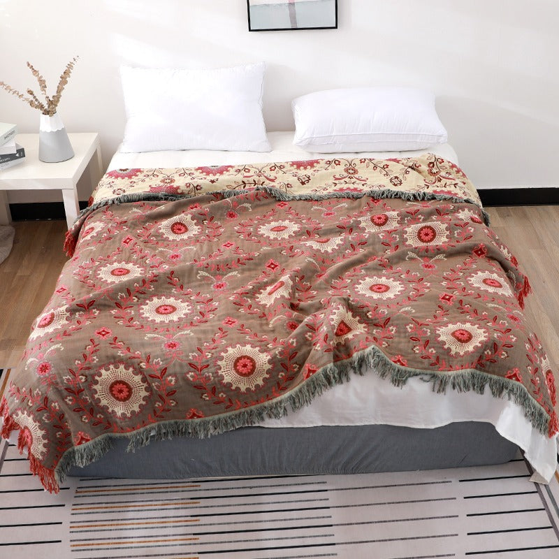 Pure Cotton Summer Air-Conditioning Floral Coverlet
