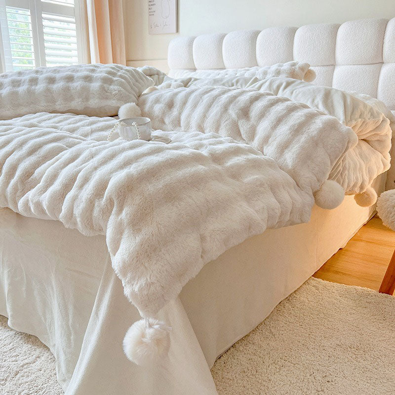 Princess Fairy Rabbit Double-Sided Plush Velvet Winter Four-Piece Bed Set