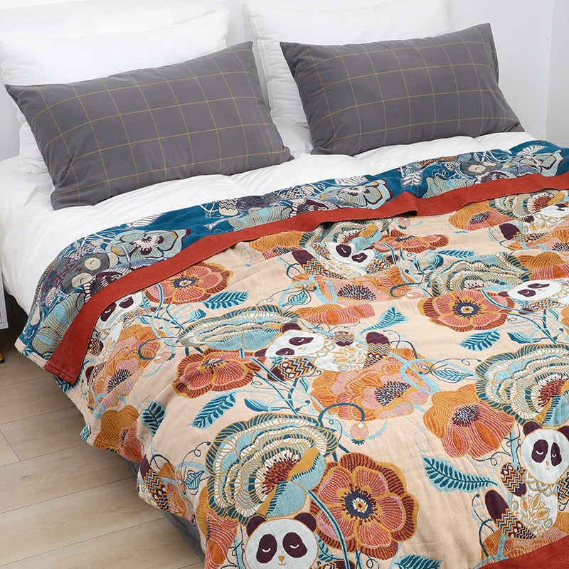 Six-Layer Pure Cotton Summer Cool Panda Coverlet - Harmony Gallery
