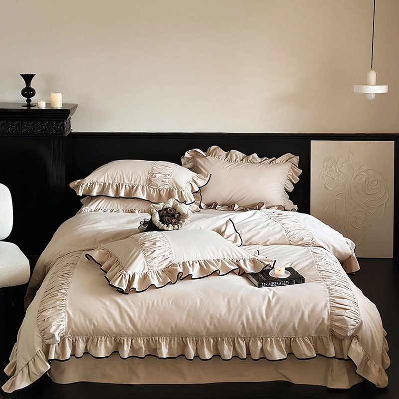 French Princess Thickened Cotton Lace Fall And Winter Four-Piece Bed Set