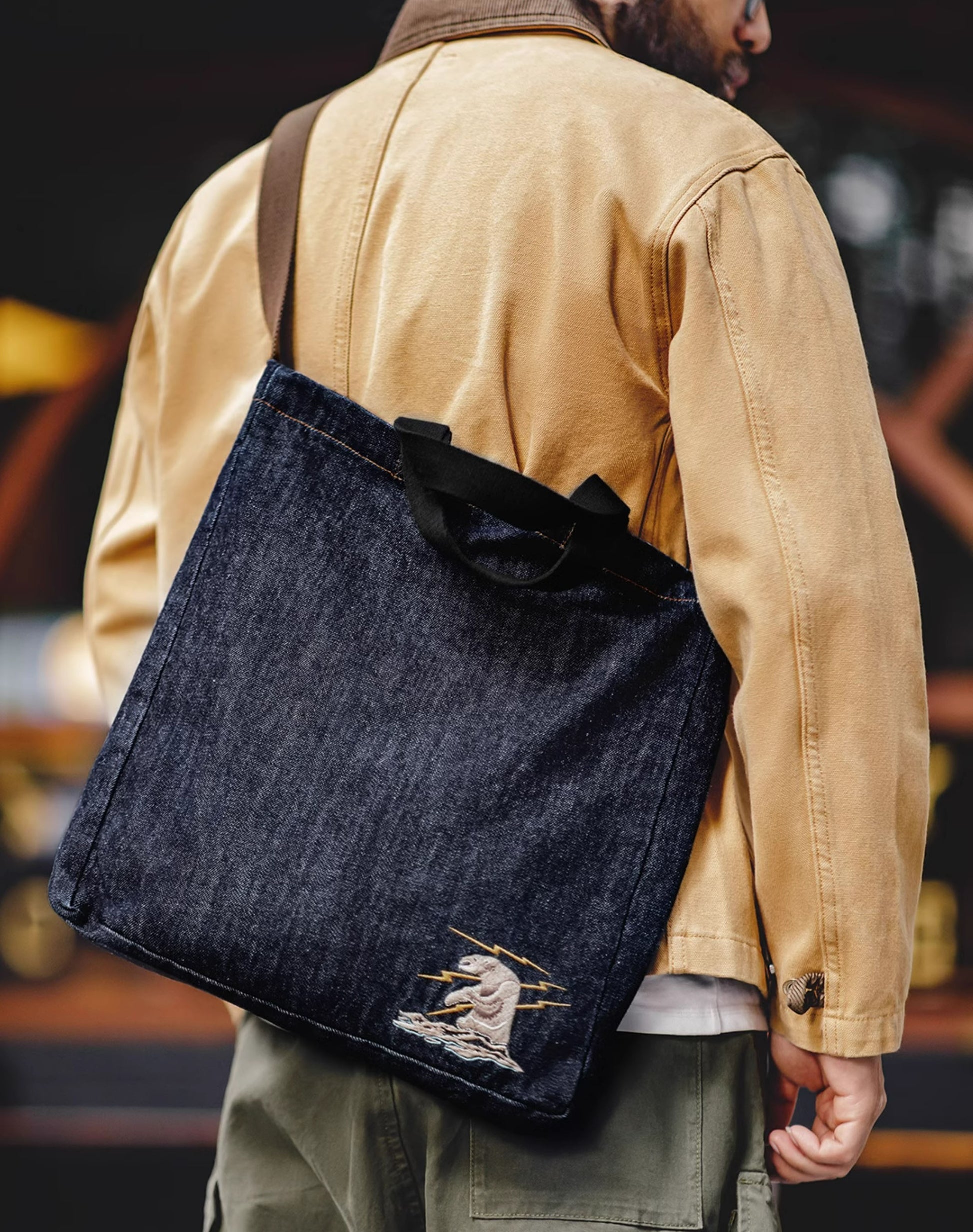 Messenger Bag Uomo Borsa Messenger In Tela Vintage Tracolla