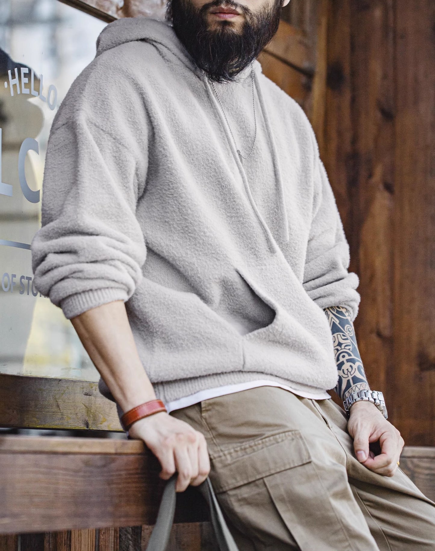 American Casual Double-Sided Imitation Mink Fleece Warm Men's Sweater