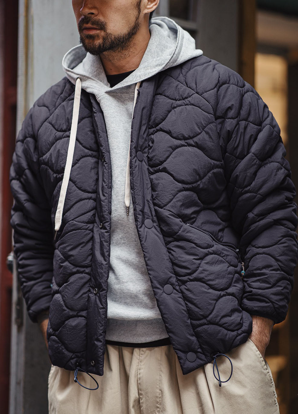 American Retro Cotton Hooded Detachable V-neck Warm Men's Jacket - Harmony Gallery