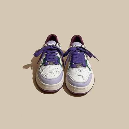 American Retro Foggy Purple Star Low-Top Sports Women's Shoes