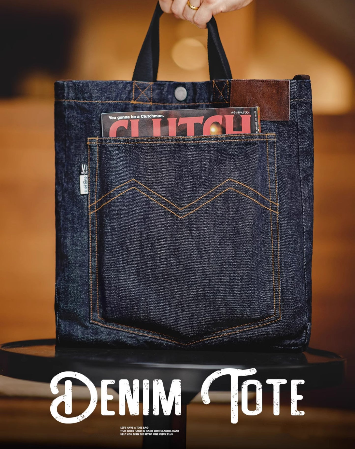 American Retro Denim One-Shoulder Crossbody Embroidered Men's Bag