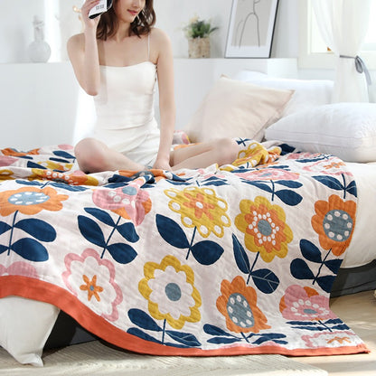 Soft Cotton Summer Cool Air Conditioning Floral Coverlet