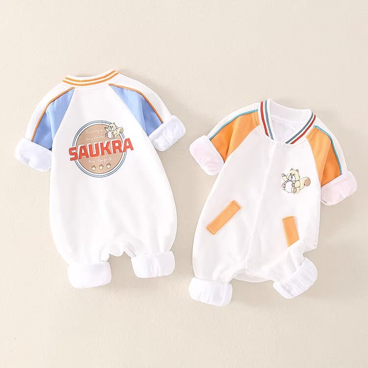 Spring and Autumn Double Layer Cute Full Moon Baby Boy's Romper - Harmony Gallery