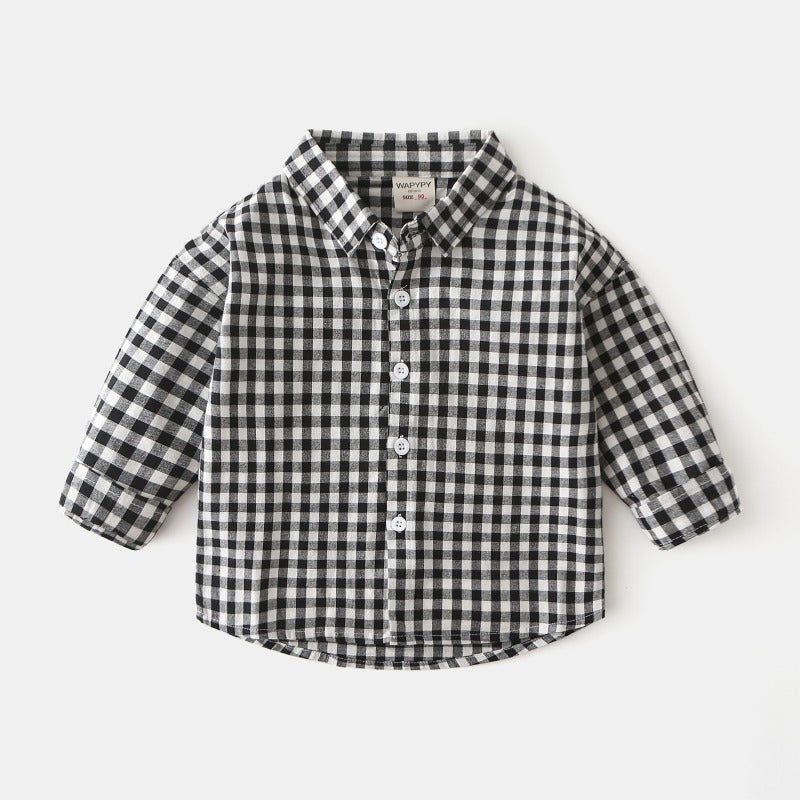 Casual Fall and Spring Cotton Plaid Boy's Shirt - Harmony Gallery