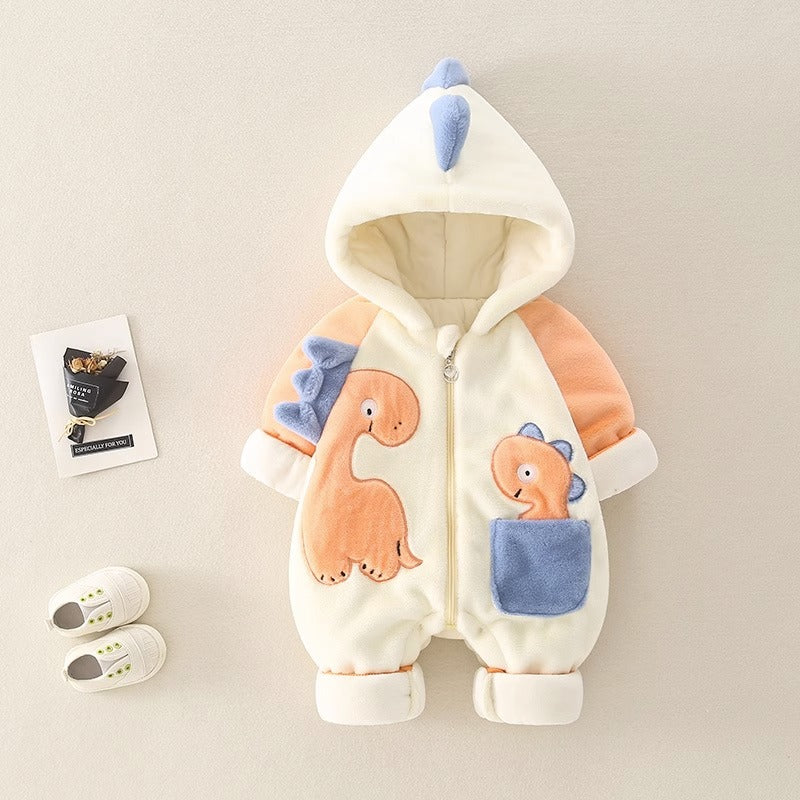 Baby Boy Velvet Stuff Dress For Winter In Hooded Shirt With Pocket And Pajama main image 0
