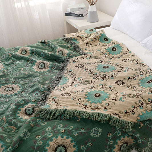 Pure Cotton Summer Air-Conditioning Floral Coverlet