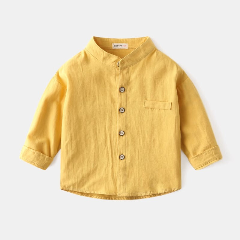 New Long-Sleeved Spring Cotton Stand-Up Collar Baby Boy's Shirt - Harmony Gallery