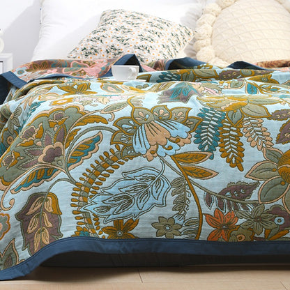 Six-Layer Pure Cotton Summer Cool Floral Coverlet