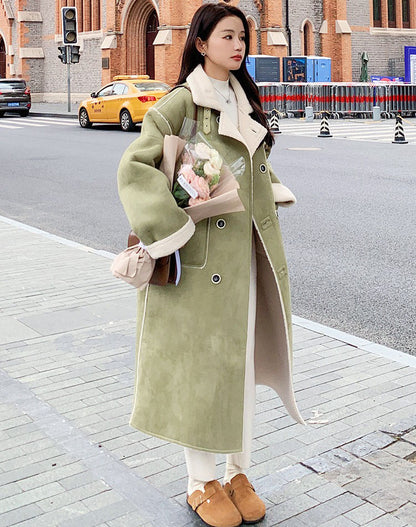 Reversible Lamb Wool Winter Gentle Suede Fur One-Piece Women's Coat