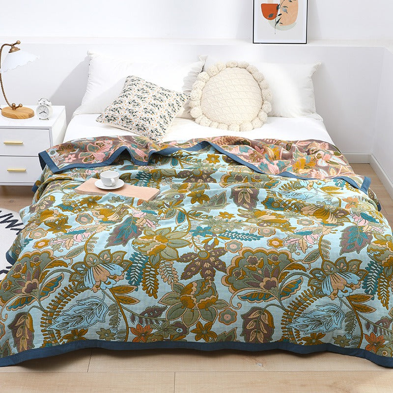 Six-Layer Pure Cotton Summer Cool Floral Coverlet - Harmony Gallery