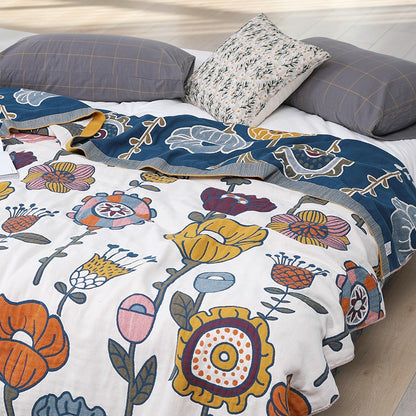 Pure Cotton Cool Summer Six-Layer Floral Coverlet