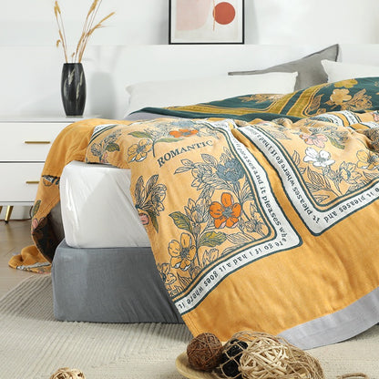 Six-Layer Advanced Pure Cotton Summer Floral Coverlet