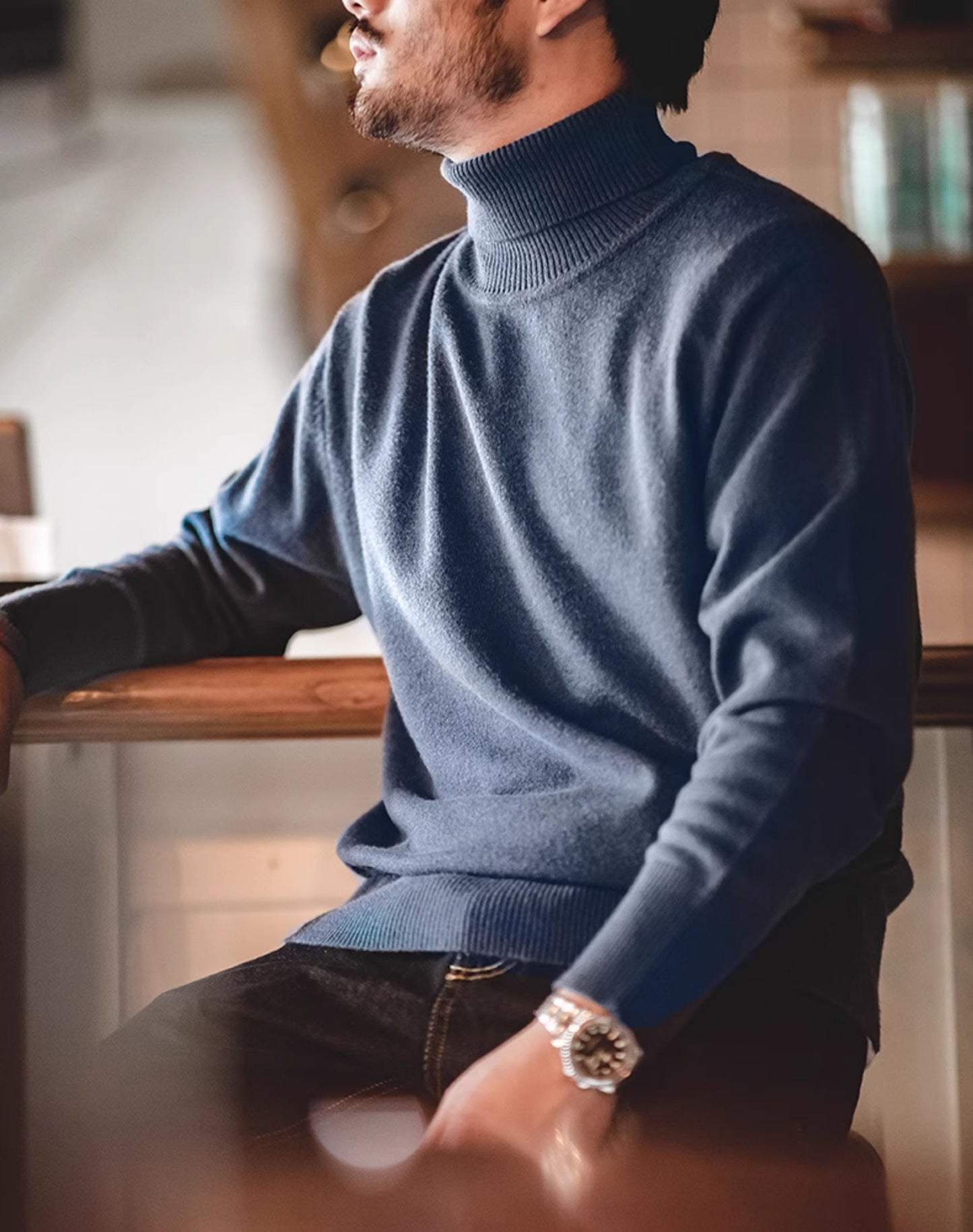 American Casual Workwear Turtleneck Warm Bottoming Men's Sweater