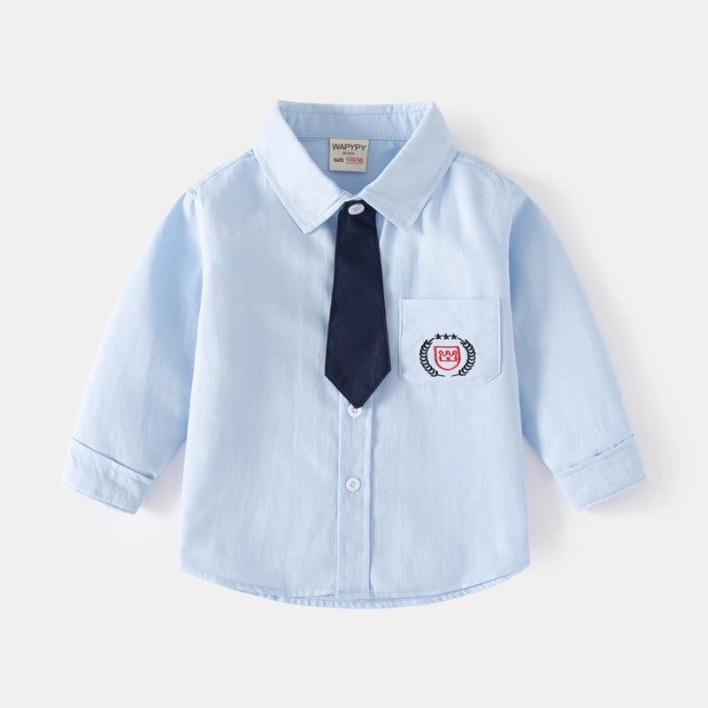 Long-Sleeved New Fashion College Wind Trendy Baby Boy's Shirt - Harmony Gallery