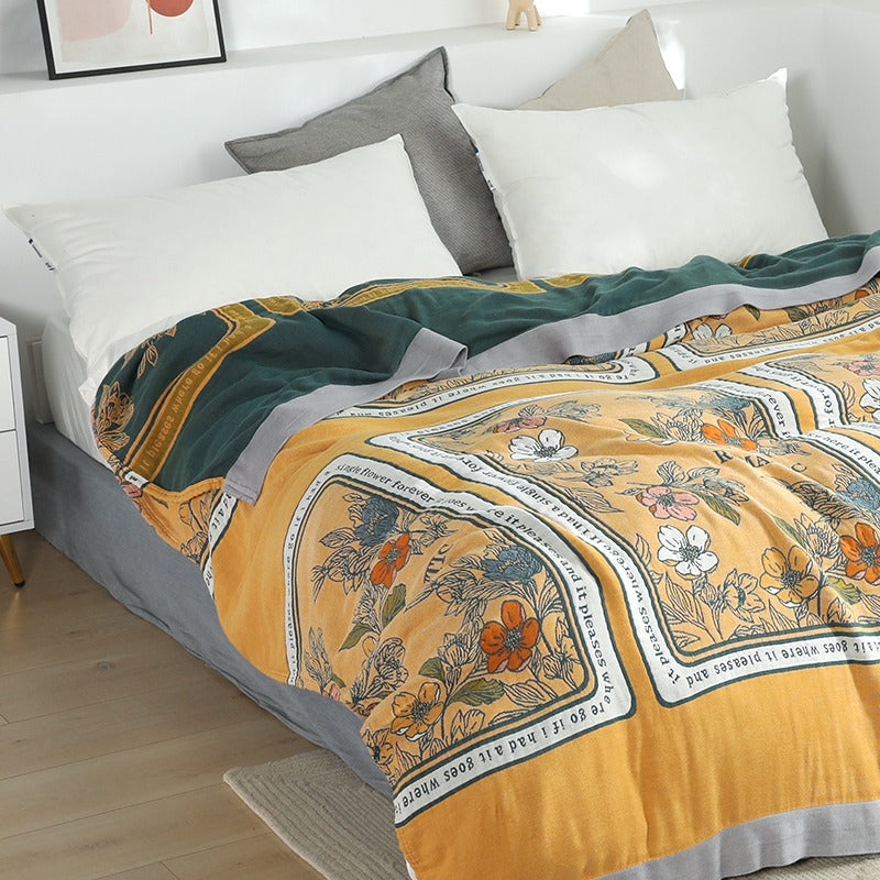 Six-Layer Advanced Pure Cotton Summer Floral Coverlet
