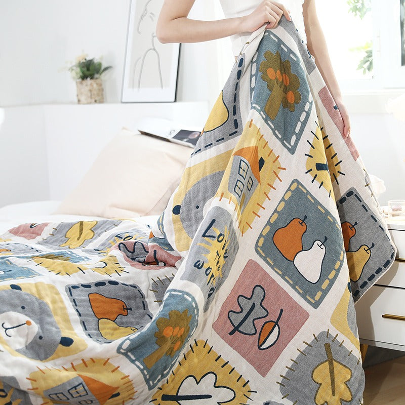 Pure Cotton Six-Layer Breathable Skin-Friendly Coverlet