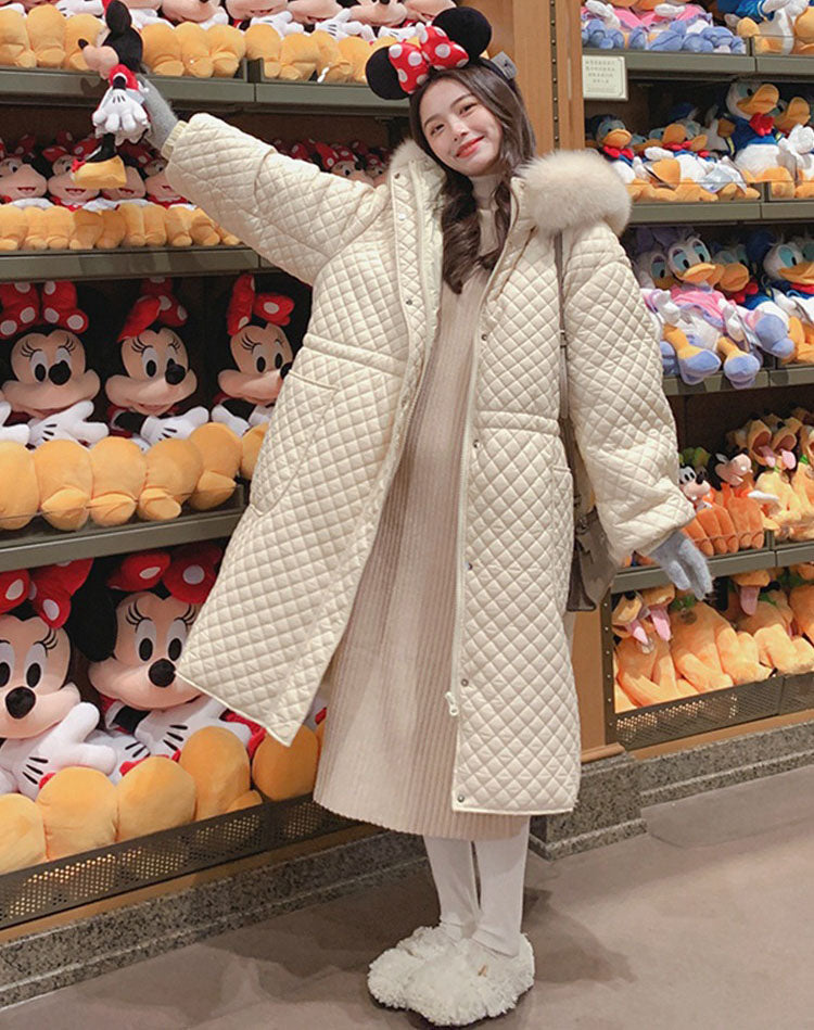 Diamond Winter Thickened High-End Mid-Length Cotton Women's Coat - Harmony Gallery