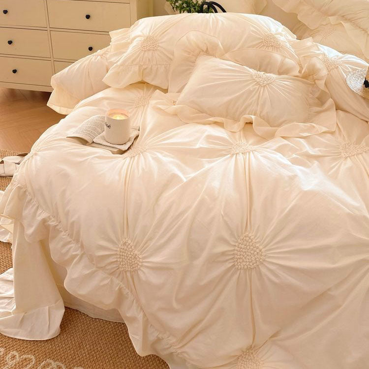 Princess Heart Pure Cotton Washed Soft Lace Four-Piece Bed Set - Harmony Gallery