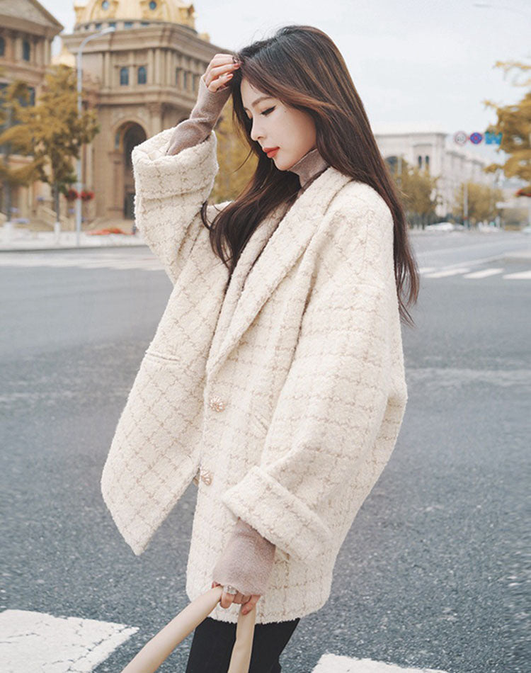 Gentle Woolen Suit Winter Cocoon-Shaped Women's Coat