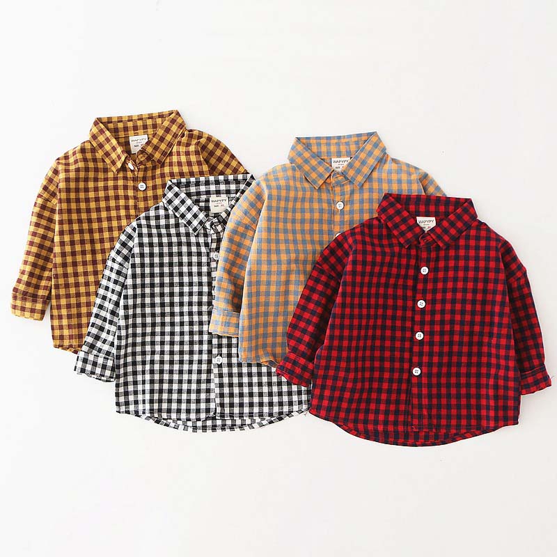 Casual Fall and Spring Cotton Plaid Boy's Shirt