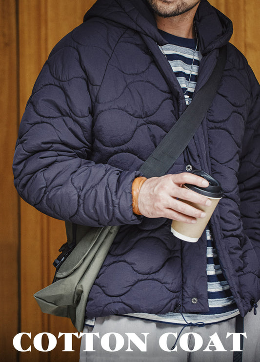 American Retro Cotton Hooded Detachable V-neck Warm Men's Jacket