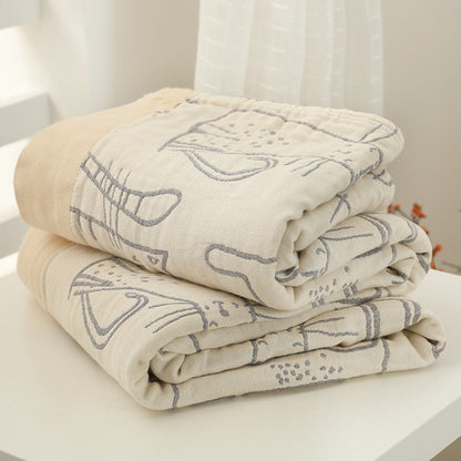 Five-Layer Bamboo Cotton Summer Cool Cat Coverlet